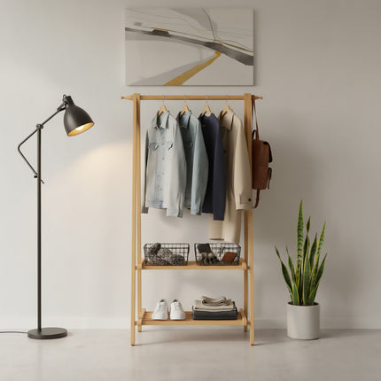 Bamboo Clothes Rack Foldable Durable Space Saving for Clothes Hats Coats Use