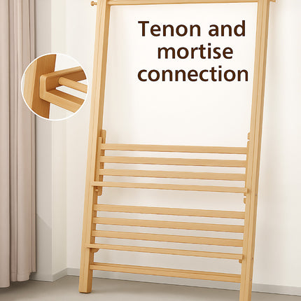 Bamboo Clothes Rack Foldable Durable Space Saving for Clothes Hats Coats Use