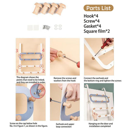 Over The Door Large Capacity Multi Row Hooks No Drilling Installation Heavy Duty