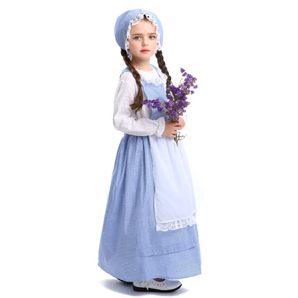 Pastoral Costume Dress Vintage Lace Long Sleeve Farm Theme Cosplay Outfit