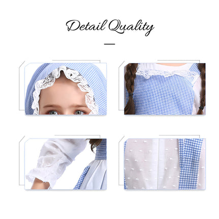 Pastoral Costume Dress Vintage Lace Long Sleeve Farm Theme Cosplay Outfit