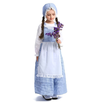Pastoral Costume Dress Vintage Lace Long Sleeve Farm Theme Cosplay Outfit