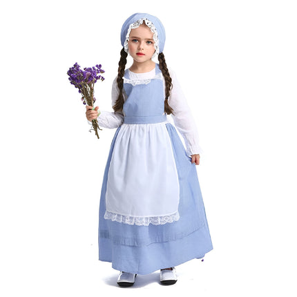 Pastoral Costume Dress Vintage Lace Long Sleeve Farm Theme Cosplay Outfit