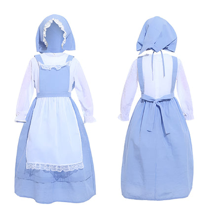 Pastoral Costume Dress Vintage Lace Long Sleeve Farm Theme Cosplay Outfit