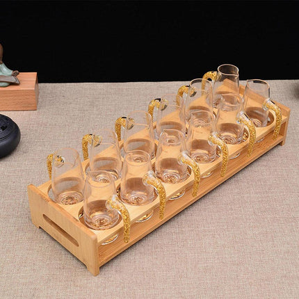 Bamboo Wine Glass Holder Splitter Cup Holder Organiser for Kitchen Bar Storage
