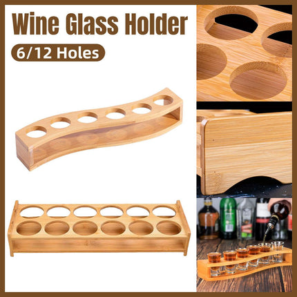 Bamboo Wine Glass Holder Splitter Cup Holder Organiser for Kitchen Bar Storage
