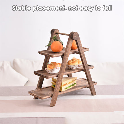 3 Layer Wooden Tray Display Rack Dinner Plate Holder Stand Storage Shelf for Home