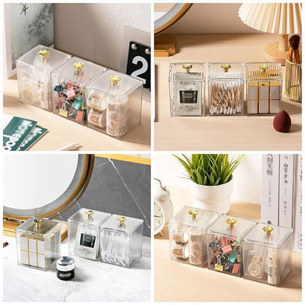 3PCS Transparent Storage Box Desktop Organiser Small Clear Container for Office