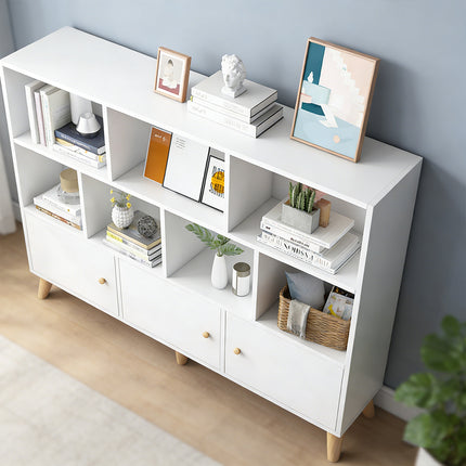 Home Bookcase Storage Cabinet With Doors For Living Room Bedroom Space Saving