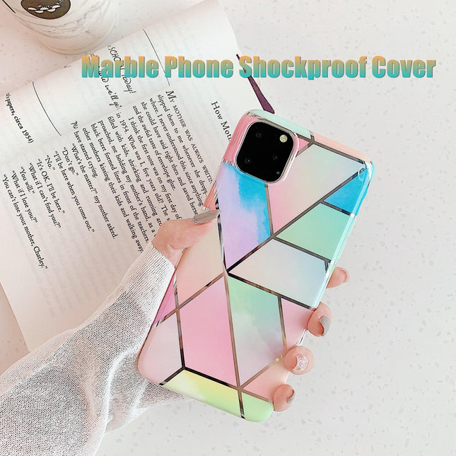Rainbow Case for iPhone 14 13 12 11 Pro Max XR XS Marble Phone Shockproof Cover Silicone - Aimall
