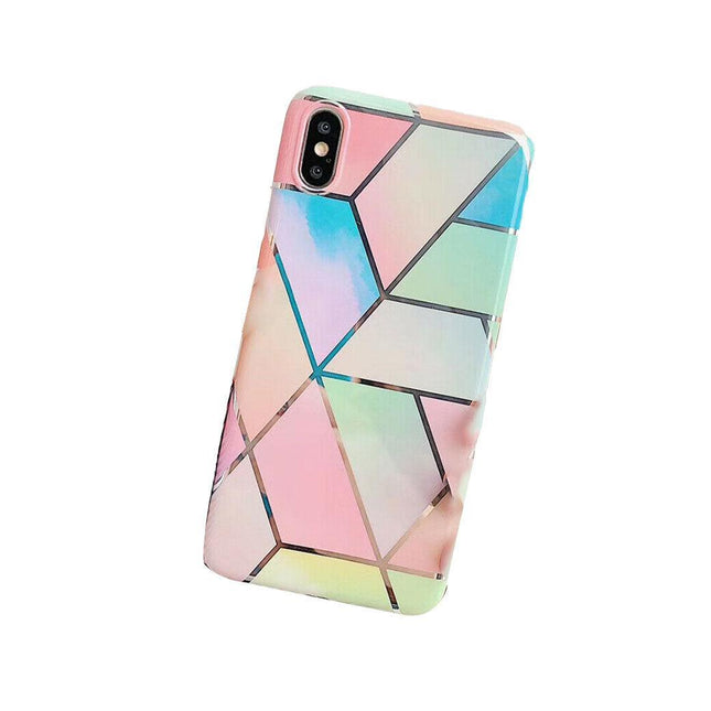 Rainbow Case for iPhone 14 13 12 11 Pro Max XR XS Marble Phone Shockproof Cover Silicone - Aimall