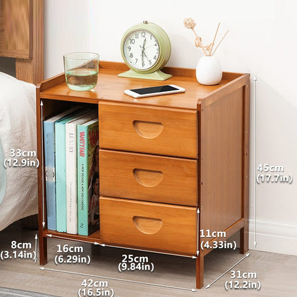 Bamboo Bedside Table with Drawer Sturdy Storage Organizer for Home Bedroom Use