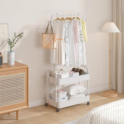 Multipurpose Clothing Rack with Wheels Rolling Wardrobe Organizer for Clothes