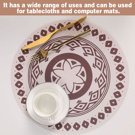 4PCS Bohemian Placemats Round Printed Table Mat Easy Clean Heat Resistant Dining