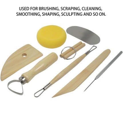 8 Pcs Pottery Sculpting Carving Tool Set with Grey and Yellow Bag