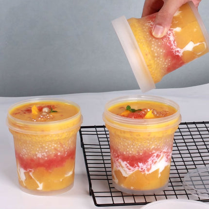 50pcs Dessert Packing Boxes 300ml 500ml Clear Takeout Cup Containers for Cake