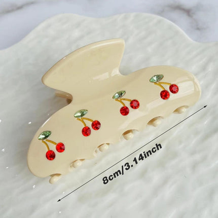4pcs Cute Cherry Hair Clips Shark Clip Back Head Scratch Clip Hair Accessories