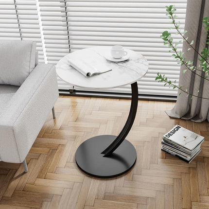 C Shaped Snack Side Table for Sofa Couch Small End Table for Living Room Bedroom