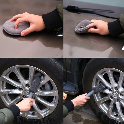 9PCS Car Cleaning Kit Microfiber Towel Wax Sponge Wheel Brush Gloves Set Use