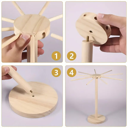 Wooden Noodle Drying Rack Kitchen Pasta Hanger Natural Wood Colour Stable