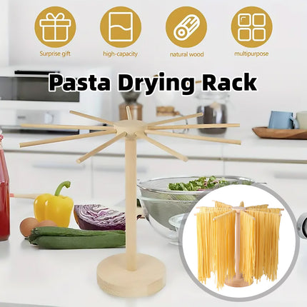 Wooden Noodle Drying Rack Kitchen Pasta Hanger Natural Wood Colour Stable