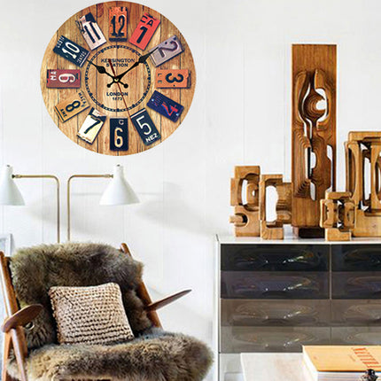 Wooden Wall Clock Round Shape Creative Design For Living Room Bedroom Decoration