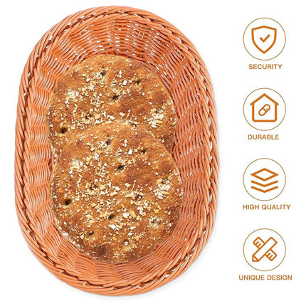 Imitation Rattan Plastic Basket Bread Fruit Vegetable Snack Storage Display Bin