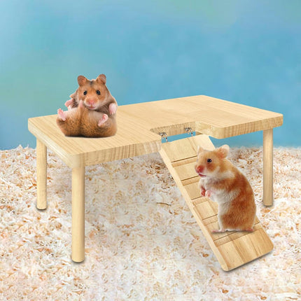 Hamster Wood Stand Platform with Ladder Small Animal Toy Hamster Rat Accessories