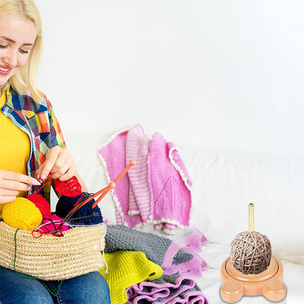 Solid Wood Rotatable Yarn Holder Durable for Knitting Crocheting Weaving Craft