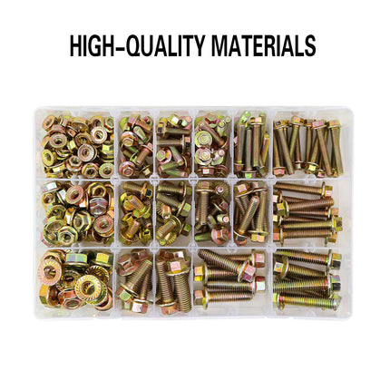240pcs 8.8 Grade Carbon Steel Flange Hex Bolt Nut Kit M5 M6 M8 with Case