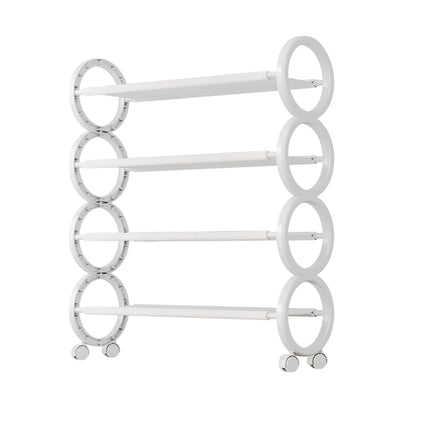 Movable Simple Shoe Rack 4Tier with Wheels for Entryway Hallway Space Saving