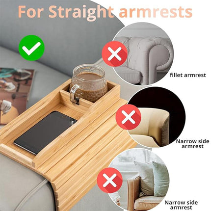 Removable Sofa Armrest Tray Storage Organizer for Couch Side Table Cup Holder