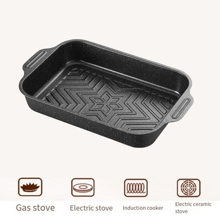 Barbecue Baking Pan Carbon Steel Non Stick Rectangular Grill Tray for Oven BBQ