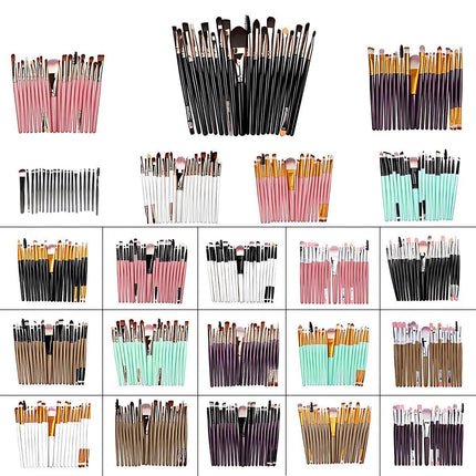 20 Pcs Makeup Brush Set Eyeshadow Eyebrow Powder Foundation Contour Lip Brushes