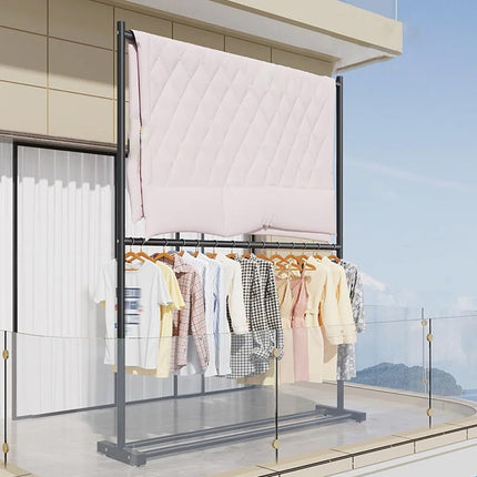 Double Layer Clothes Rack Durable Metal Frame Sturdy for Living Room Balcony Use