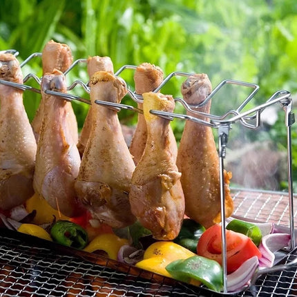 Folding Grilled Chicken Leg Plate Stainless Steel BBQ Grill Rack Outdoor Tool