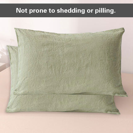 Pair of Linen Pillowcases Solid Color Envelope Style Bedding Pillow Cover Set