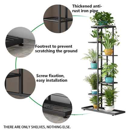 7 Tier Metal Plant Stand Indoor Outdoor Vertical Garden Shelf Rack