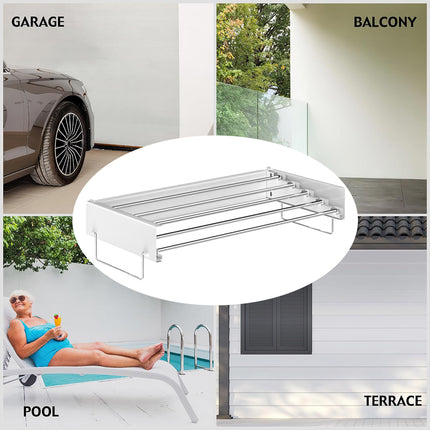 Wall Mount Foldable Clothes Drying Rack Sturdy Material Space Saving Balck/White