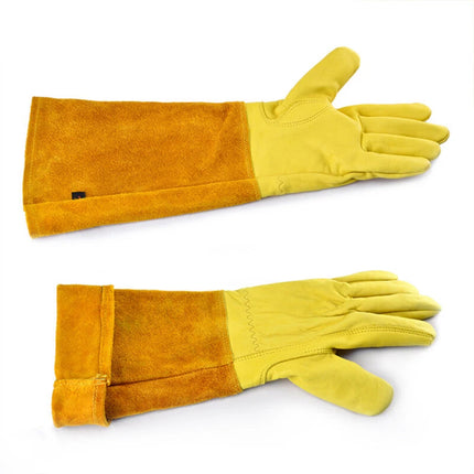 Long Cuff Cowhide Garden Gloves Protective Work Gloves for Gardening Pruning