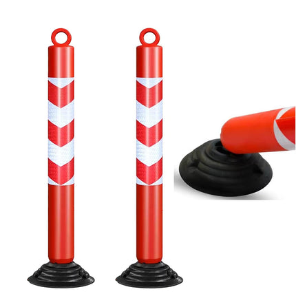 Reflective Warning Post 2PCS 80cm Detachable Rubber Base Red White Safety
