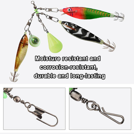 15pcs Wooden Shrimp Fishing Hooks Three Pronged Swivel Tackle Accessories Set