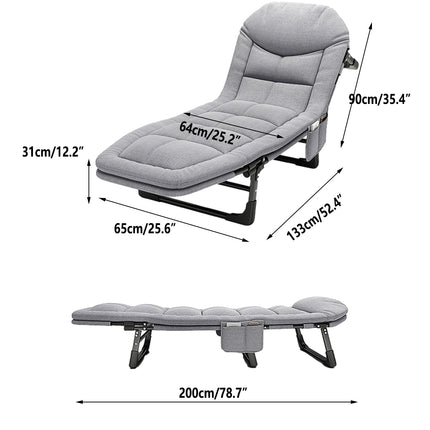 Folding Bed Single Model Dark Grey For Office Nap Camping Travel Midday Rest Use