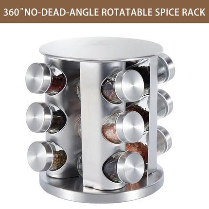 Stainless Steel Rotating Spice Rack Organizer Kitchen Seasoning Jar Holder Use