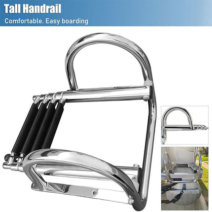Marine Folding Ladder Yacht Telescopic Step Ladder with Arched Handrail for Boat