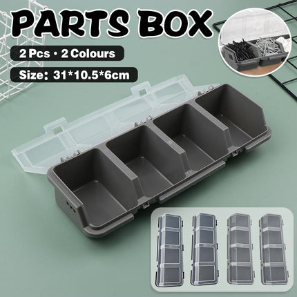 4-Grid Parts Storage Box Plastic Electronic Hardware Accessory Case with Lid ﻿