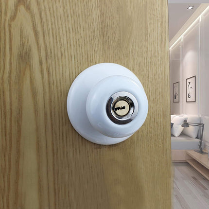 Ceramics Door Knob Lock Key Locking Set Interior Exterior Knob Bedroom Bathroom