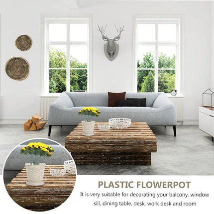 5pcs Bamboo Flower Pot Indoor Round Planter with Drainage Tray Garden Decor