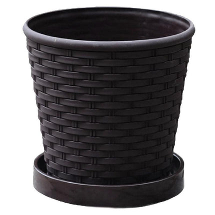 5pcs Bamboo Flower Pot Indoor Round Planter with Drainage Tray Garden Decor