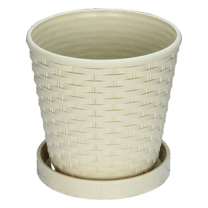 5pcs Bamboo Flower Pot Indoor Round Planter with Drainage Tray Garden Decor